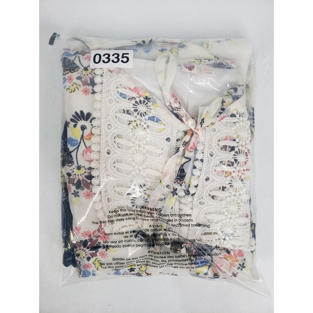 AUW Blouse Tank Top Dress Lave Accent Floral Dual Tone Multicolor Size L - Picture 10 of 10
